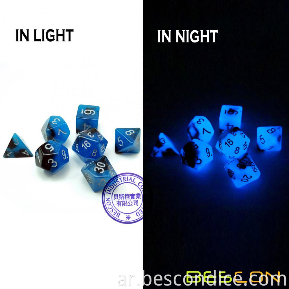 Blue Dawn Glow In The Dark Dnd Dice Set 6